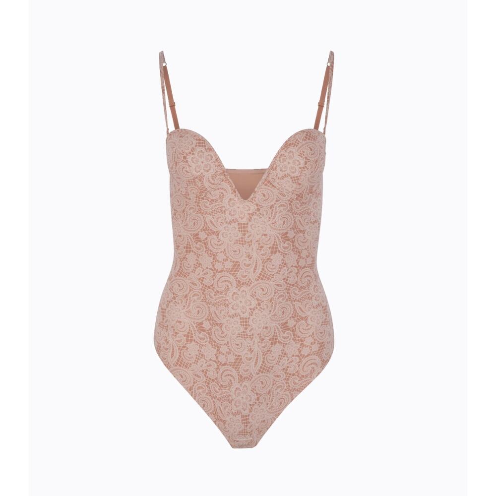 $178 Body By Julia Haart Powersuit Beige 32C/S Tummy control shapewear bodysuit